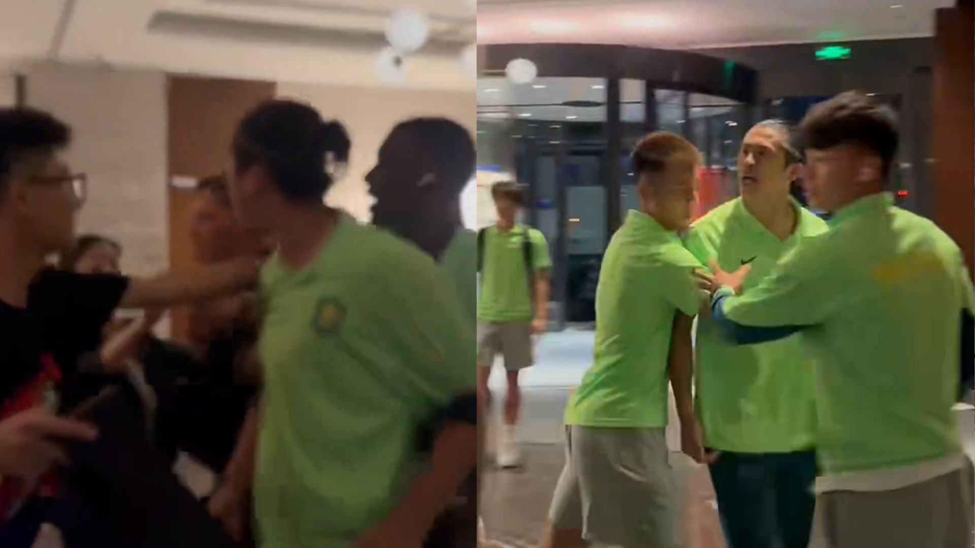 北京国安惨败，赛后国安球员王刚和张玉宁与远征球迷发生冲突