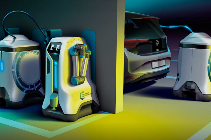 造型呆萌 可实现全自动充电 大众移动充电机器人正式发布