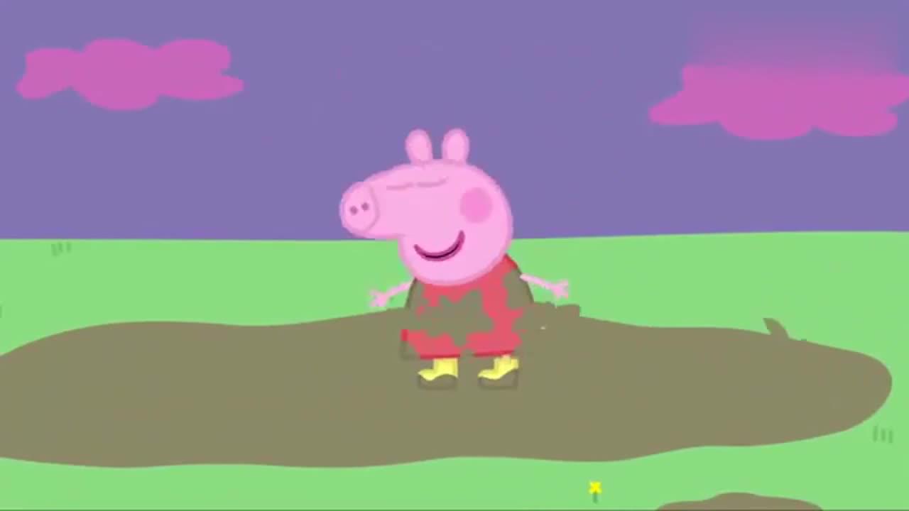 佩奇乔治真顽皮,躺在了泥坑里