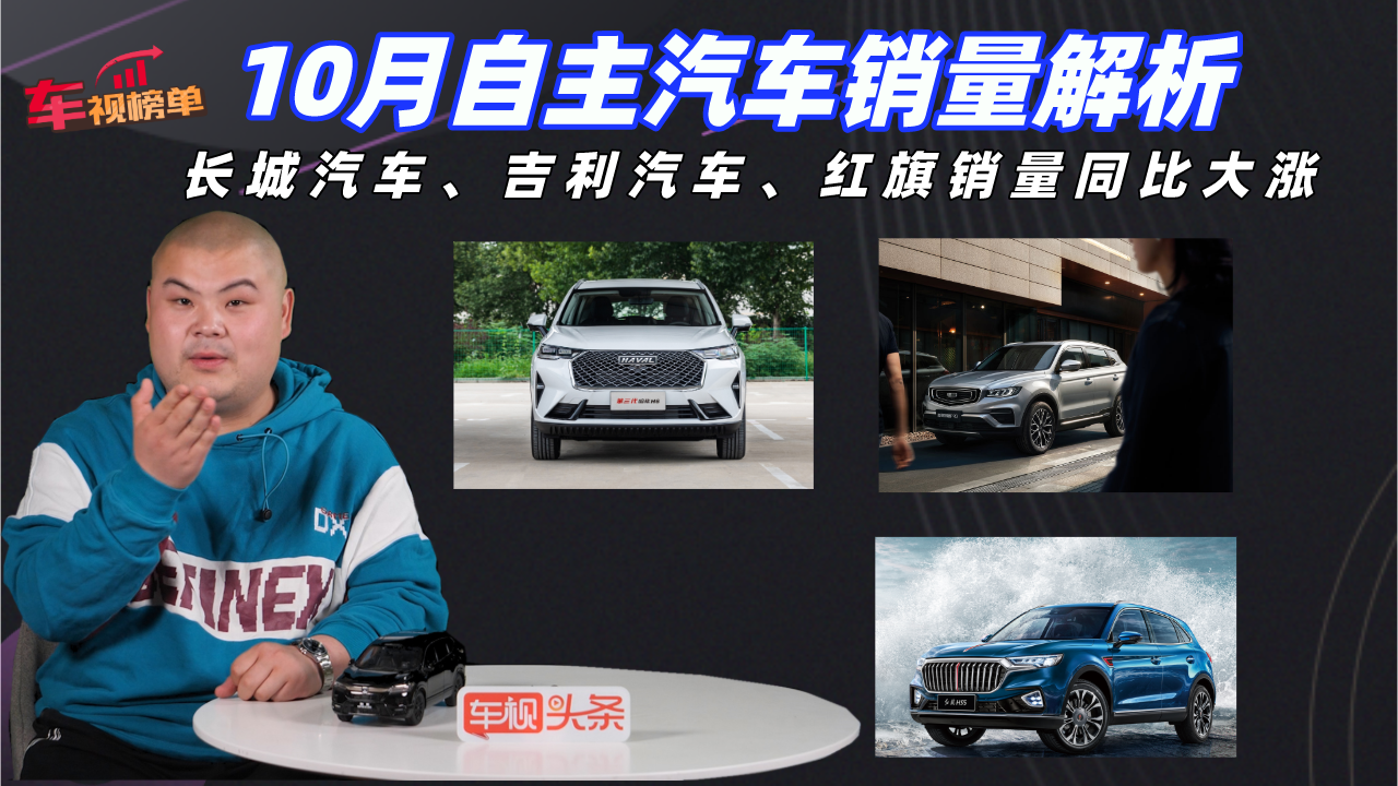 10月自主汽车销量解析：长城汽车、吉利汽车、红旗销量同比大涨