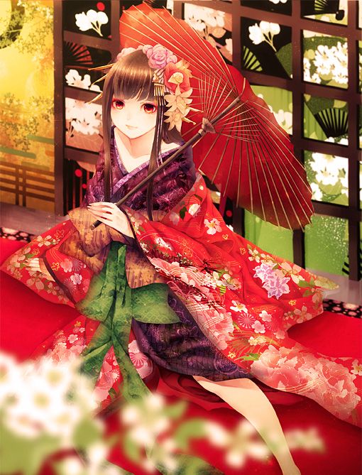 日本花魁板绘图片集,日本和服图片大全!