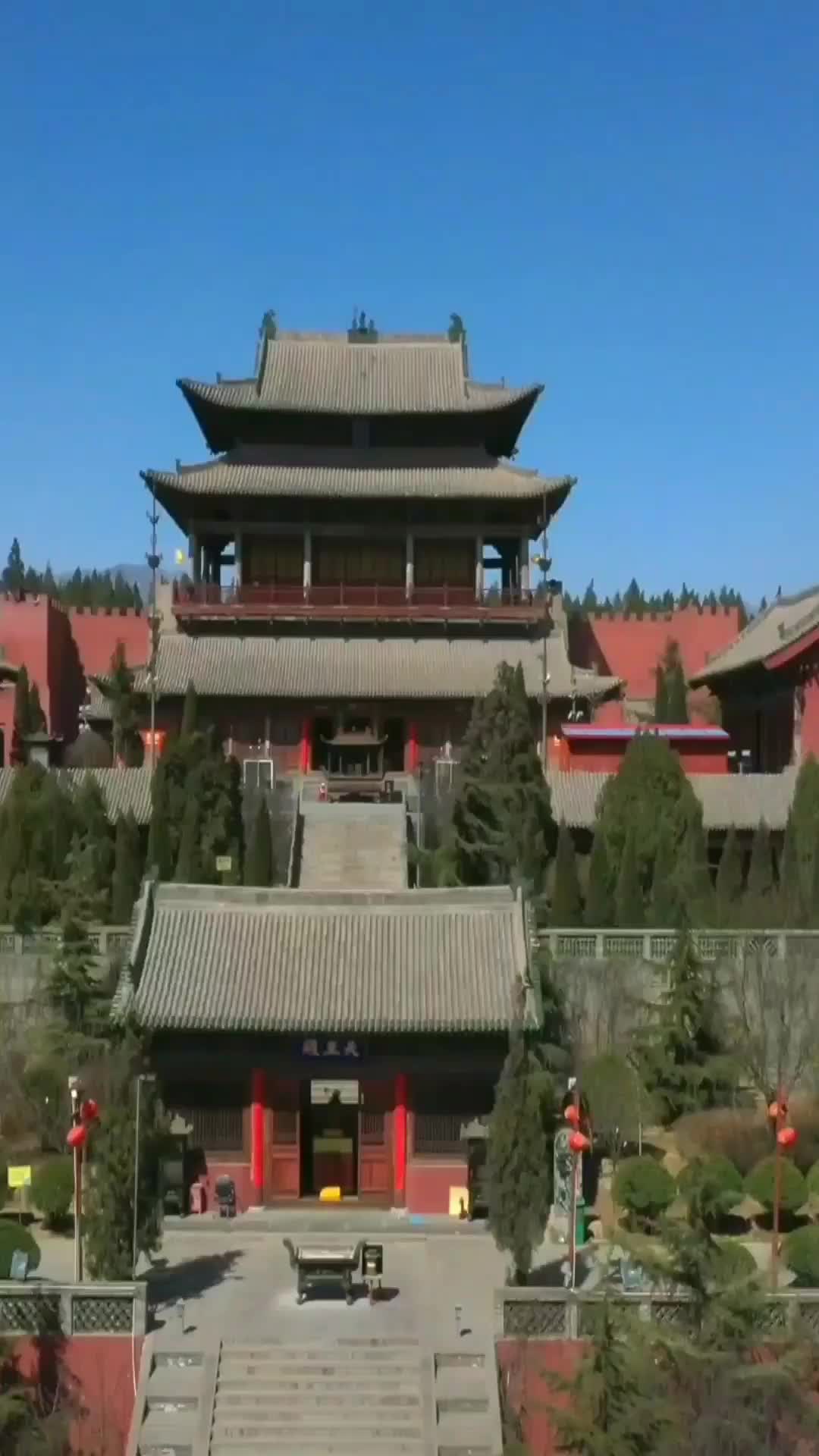 航拍稷山千年大佛寺气势恢宏堪称天下第一土雕大佛