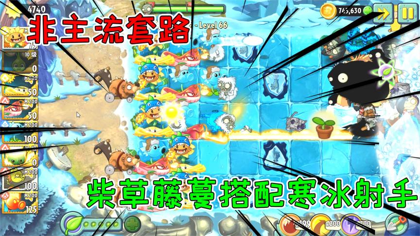 植物大战僵尸:非主流套路柴草藤蔓搭配寒冰射手,能守