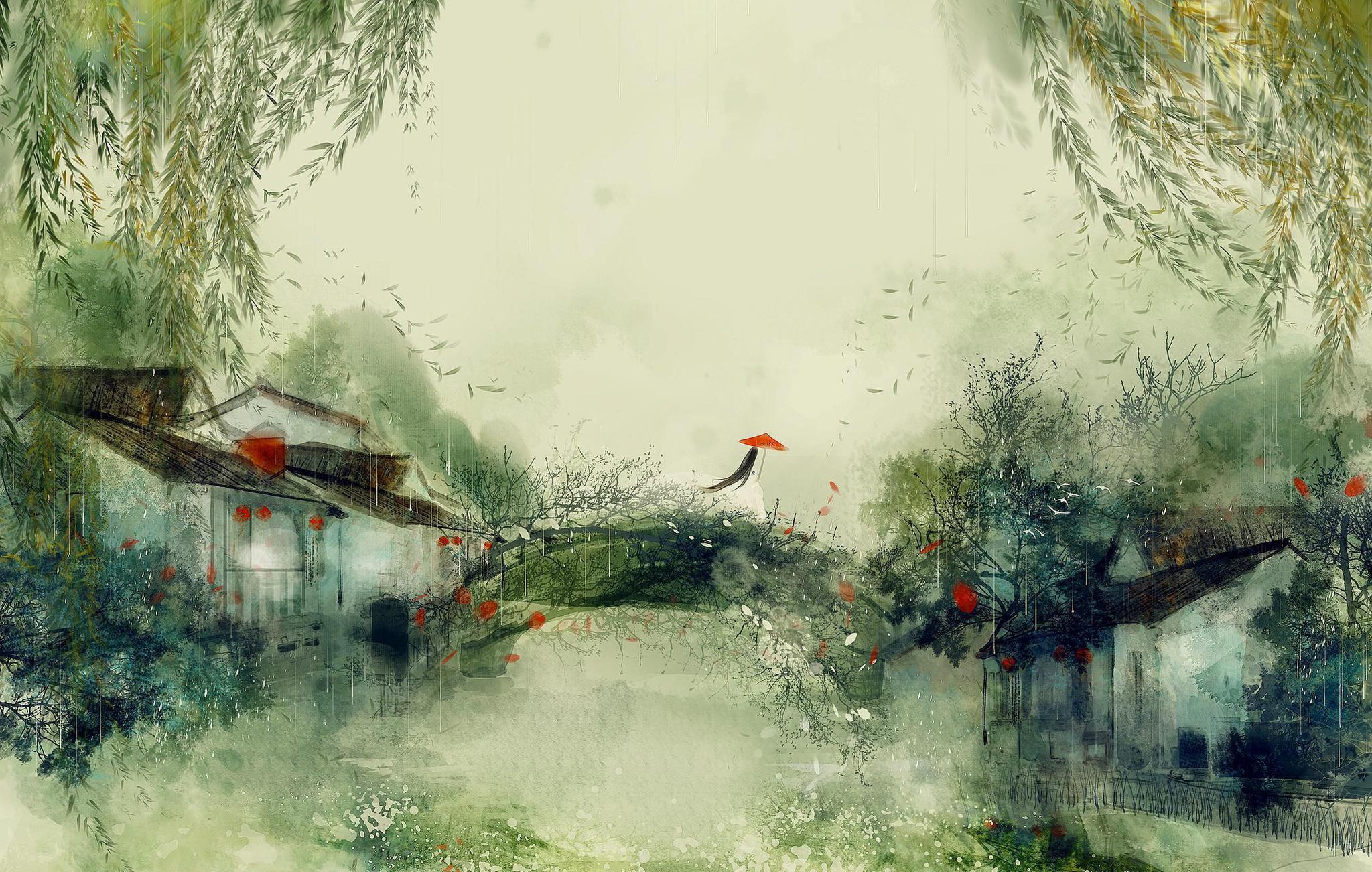 唯美古风 看尽一帘红雨,为谁亲系花铃