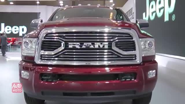 车展实拍全新道奇RAM豪华皮卡车细节，外观设计肌肉感十足
