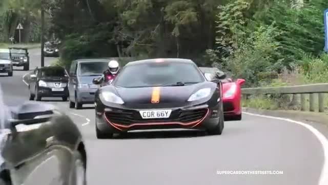 实拍高性能跑车街头加速稳定的