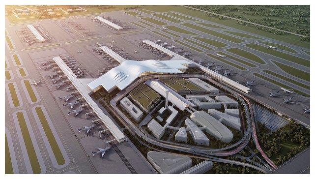 乌鲁木齐地窝堡机场改扩建效果图,造型很科幻像变形金刚