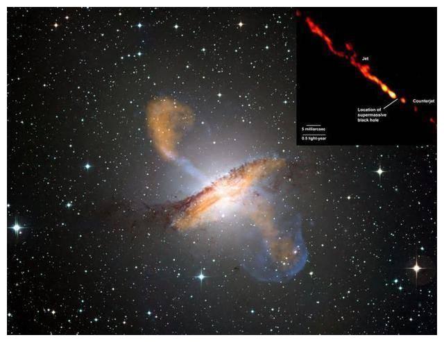 这是从半人马座a星系活跃的星系核中喷射出来的喷流.