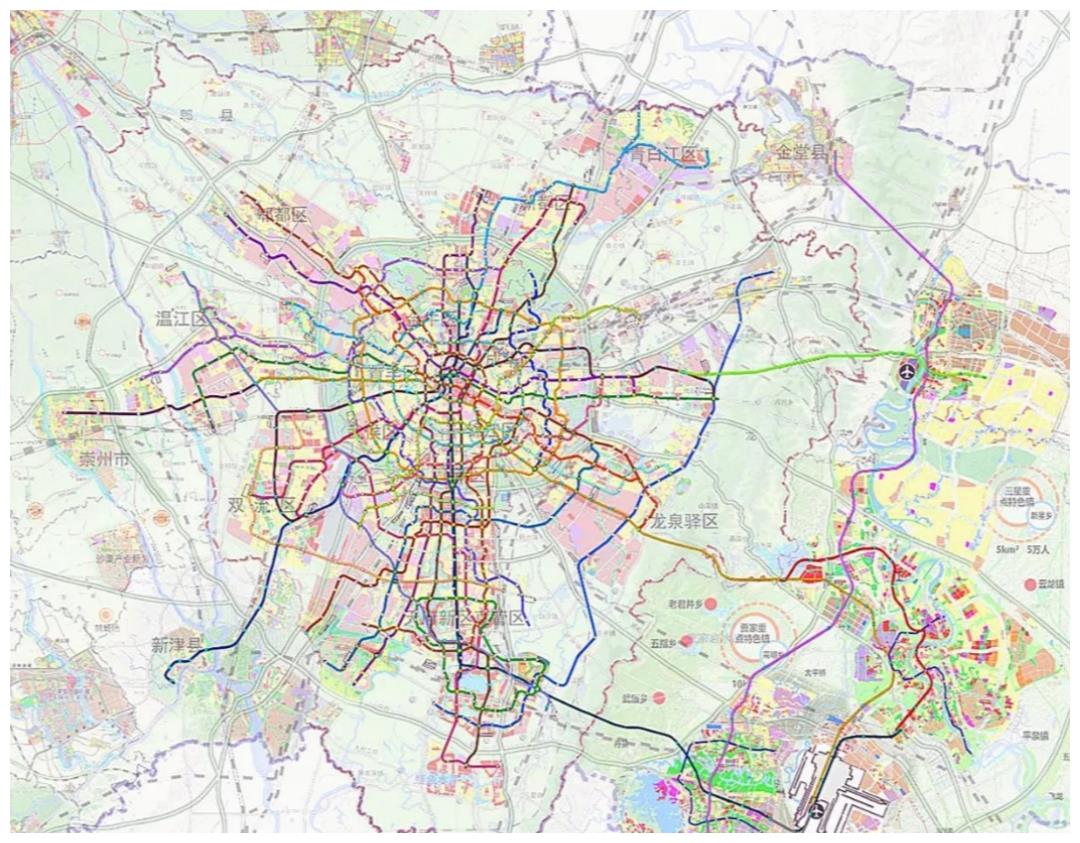 成都温江未来9条轨道交通线路地铁密度在二圈层或仅次于城南