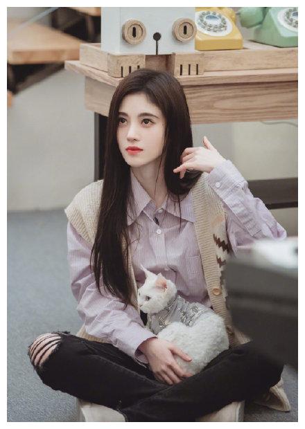 鞠婧祎在综艺中抱猫的样子也太美了.程潇刘亦菲吴宣仪