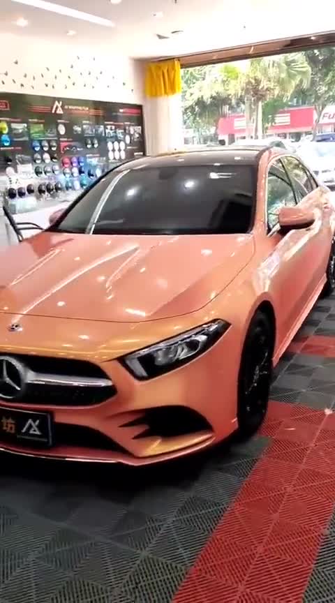 奔驰a200全车改色贴膜珊瑚粉