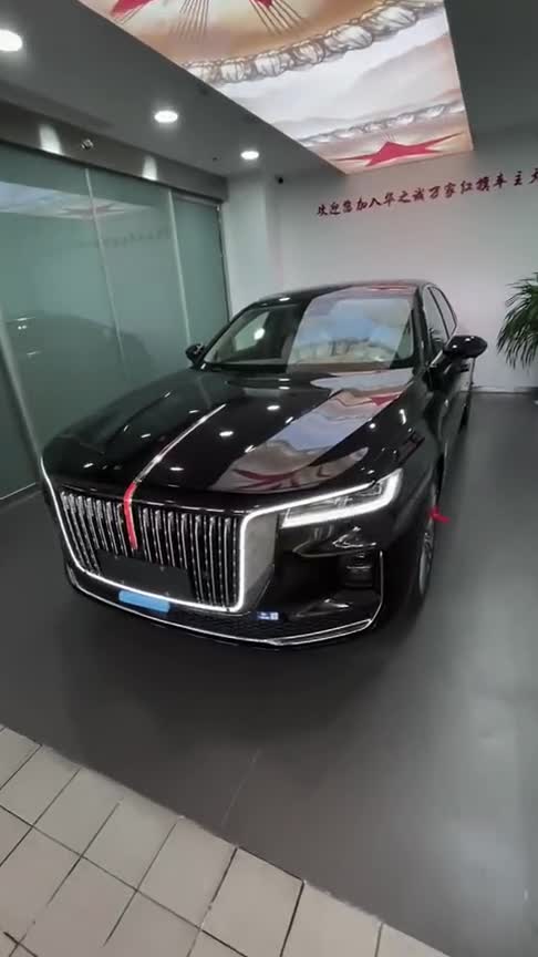 龙胆紫车身的红旗H9到店实拍，不仔细看还以为是黑色