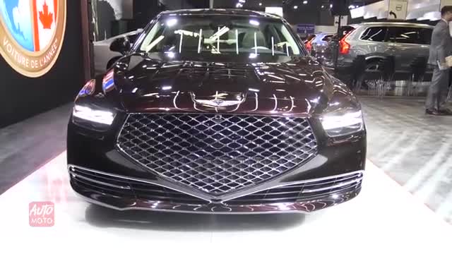 车展实拍2020款现代捷恩斯G90豪华轿车，外观时尚大气