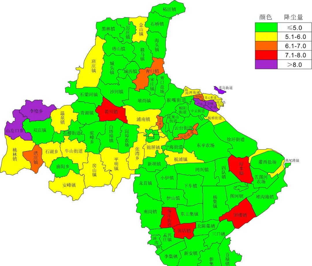 东海县,灌云县,灌南县,赣榆区,海州区,连云区,开发区各国,省控点降尘