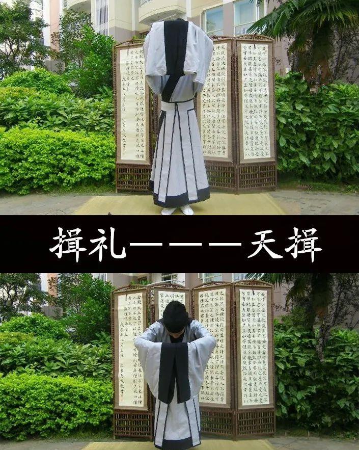 着汉服穿越古今行古礼俯首作揖