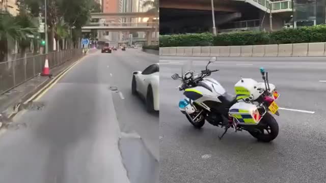 实拍香港45辆超级跑车涉嫌非法赛车被交警拦截