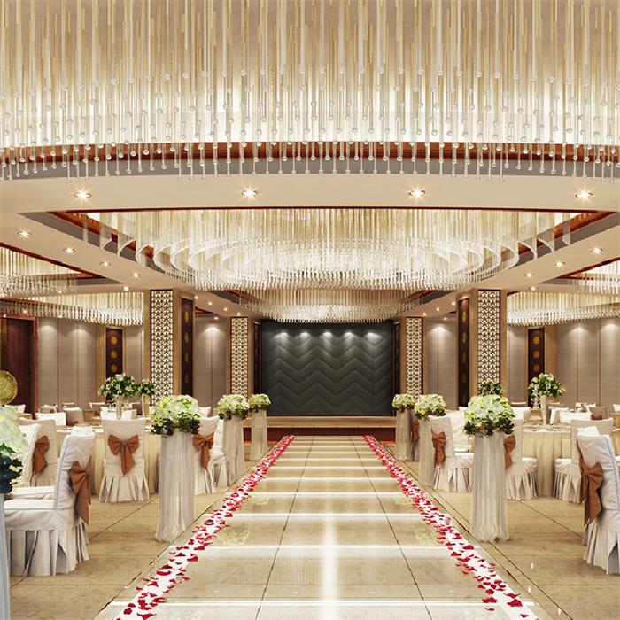 酒店大型宴会厅水晶灯饰厂家定制效果图