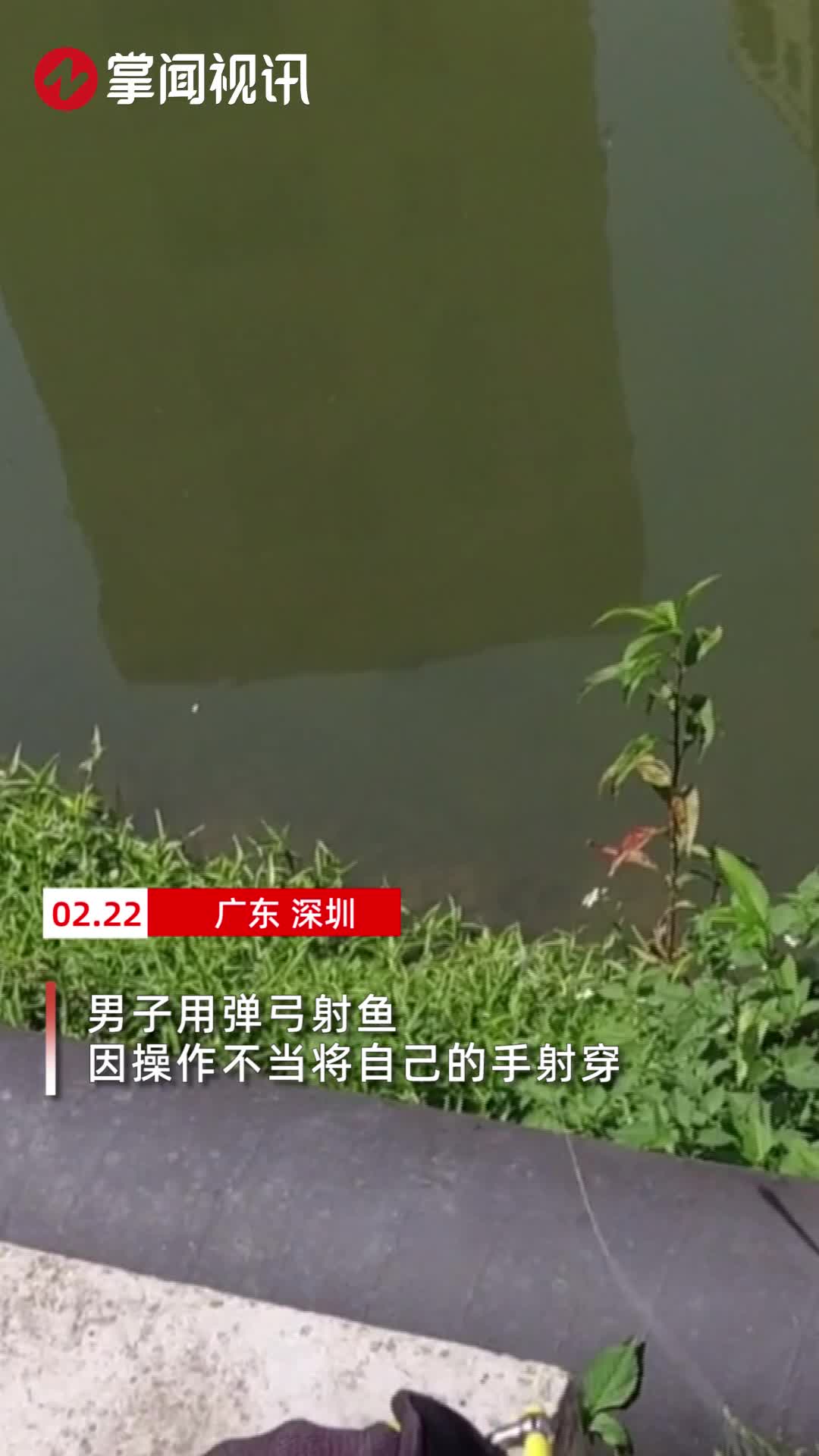 男子用弹弓射鱼不慎将手射穿 利器穿过手指画面不忍直视