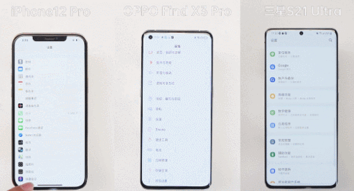 三星s21ultra动态壁纸,三星s21ultra壁纸 (从左到右:iphone12 pro,find x3 pro,三星s21 u)最后,我们还测试了