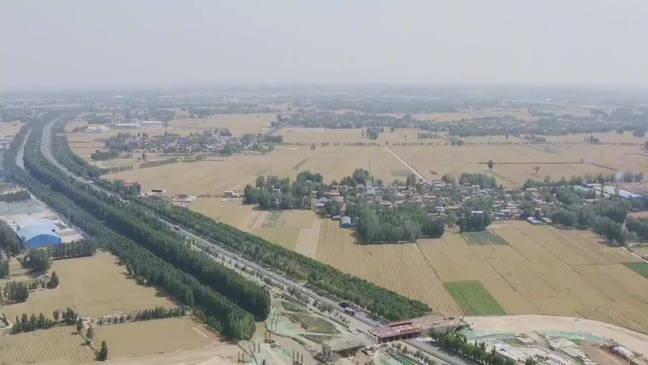 高空航拍 全景俯瞰 濮卫高速滑县南通道下站口 景