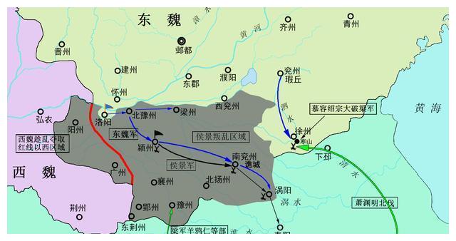 侯景之乱形势图承圣二年(554年)正月,令僧辩率众军士讨伐陆纳,西魏派