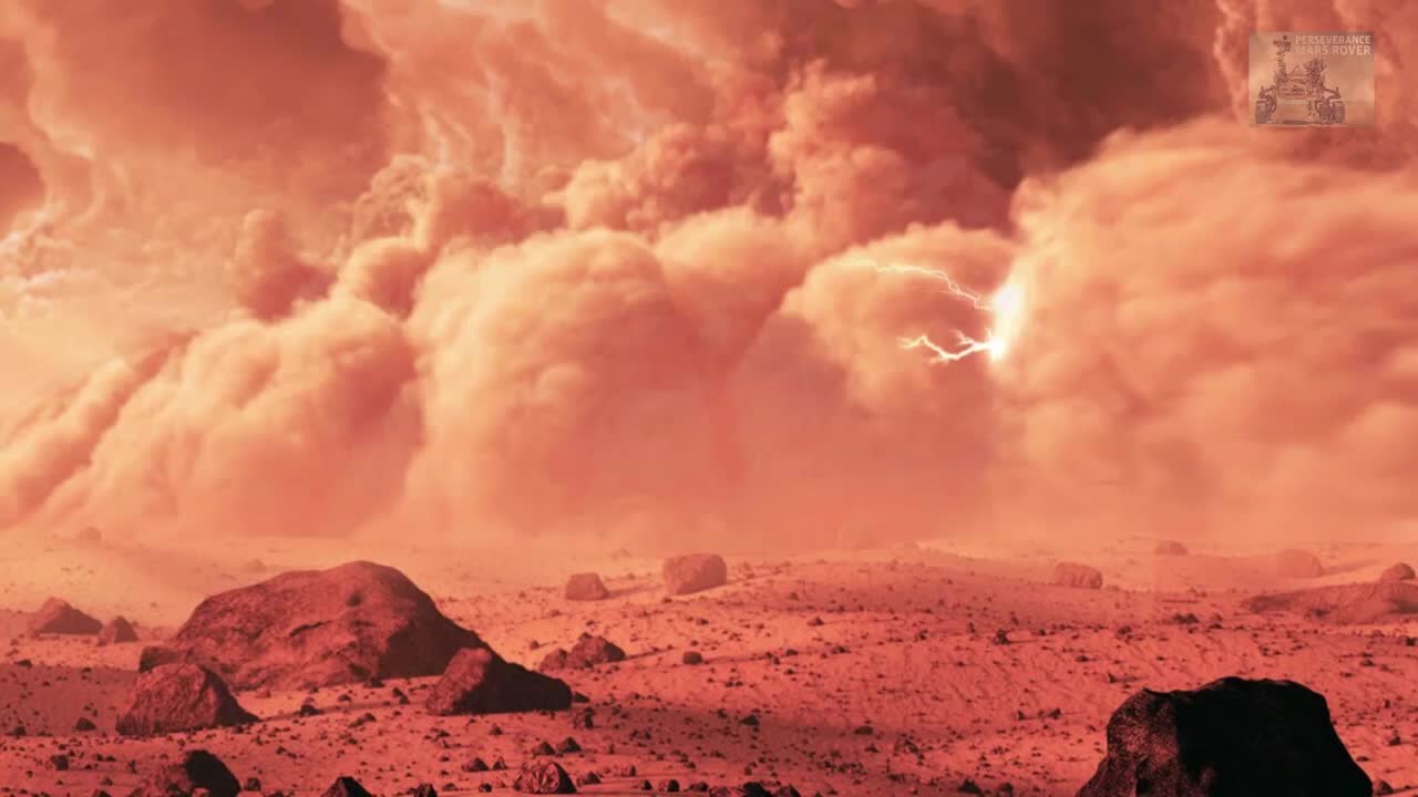 看!这会是火星上的沙尘暴吗?貌似还有闪电?