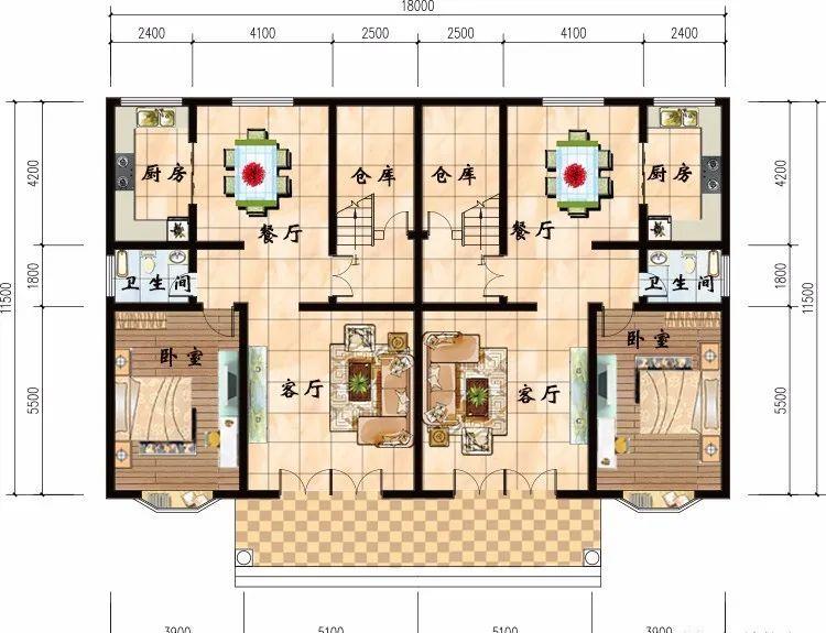 长20米宽18米建房图纸,18米长8米宽建房图纸 面宽18米左右的双拼别墅,两兄弟一块建房,这样做省事省钱