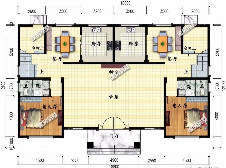 长20米宽18米建房图纸,18米长8米宽建房图纸 面宽18米左右的双拼别墅,两兄弟一块建房,这样做省事省钱