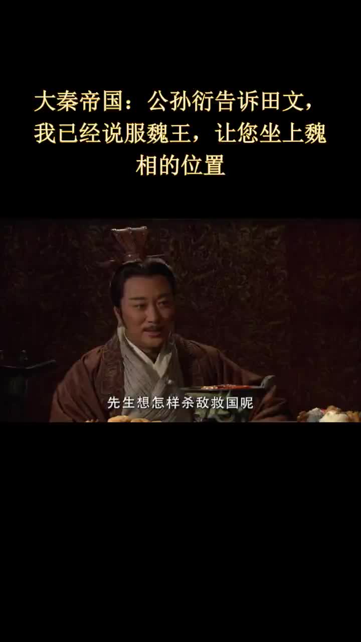 大秦帝国公孙衍告诉田文我已经说服魏王让您坐上魏相的位置