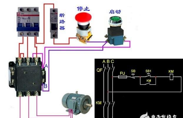 启动停止电路图_启动停止按钮接线图:fr---热继电器,sb1--点动停止