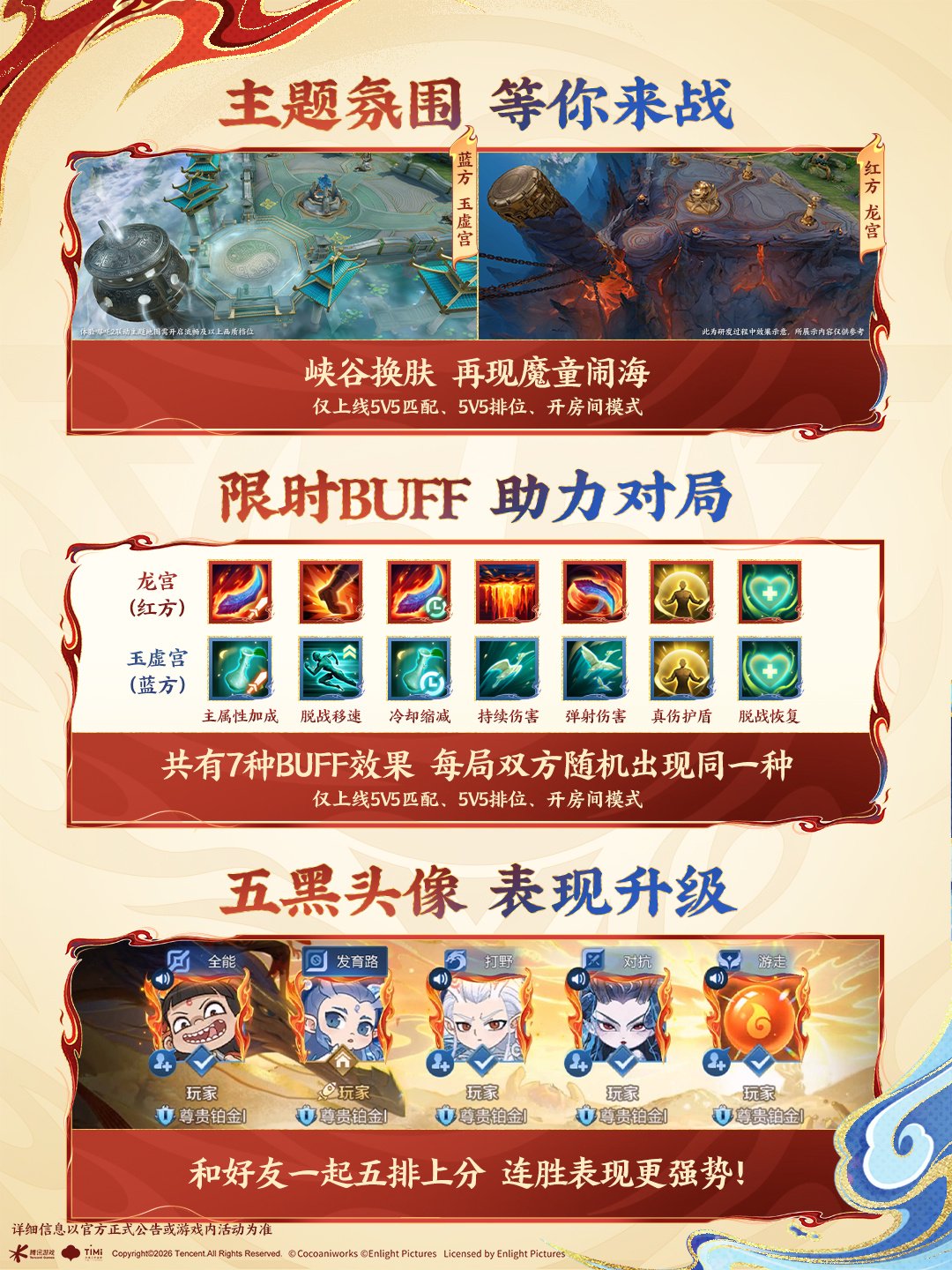 王者五五开黑节版本上线，姜子牙新史诗皮肤免费送