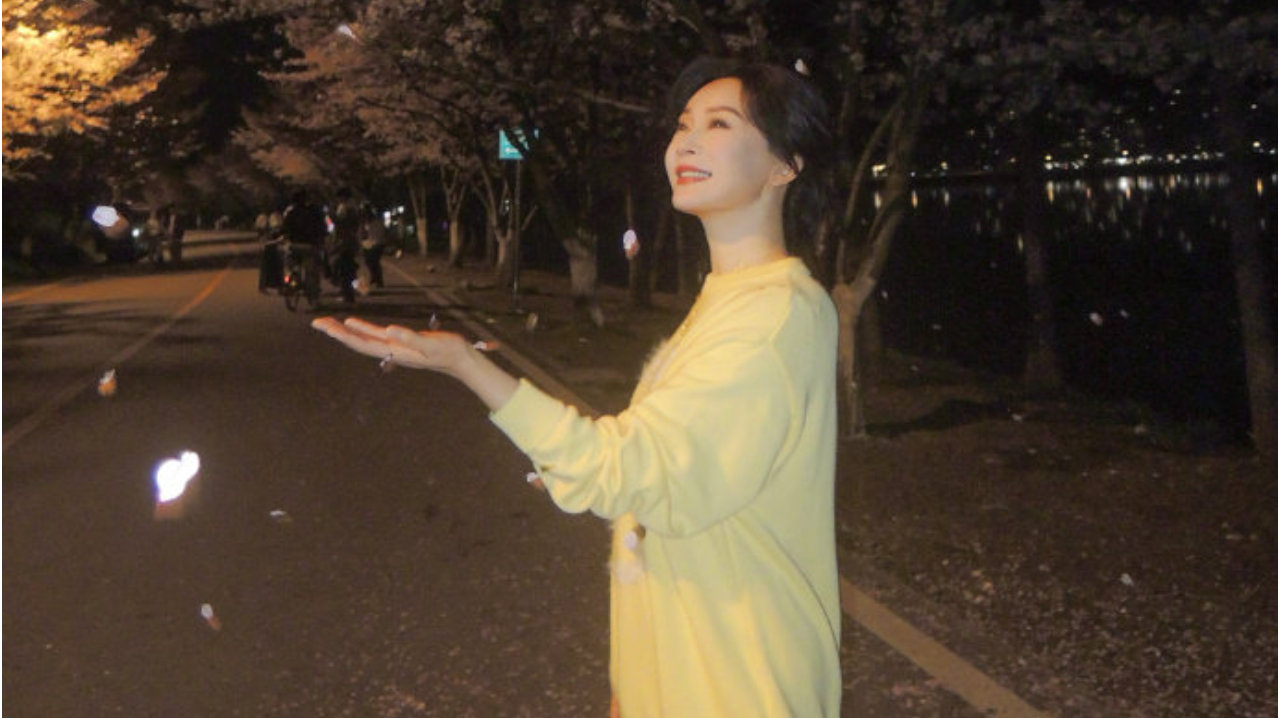 陈数：夜樱下的优雅女神，岁月静好的完美诠释