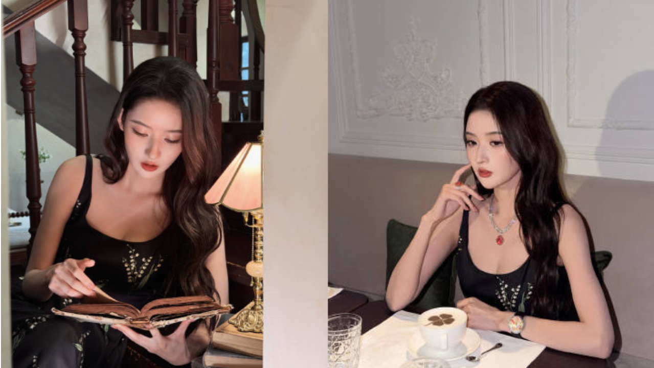 王玉雯｜铃兰黑裙里的复古氛围感，温柔到骨子里了