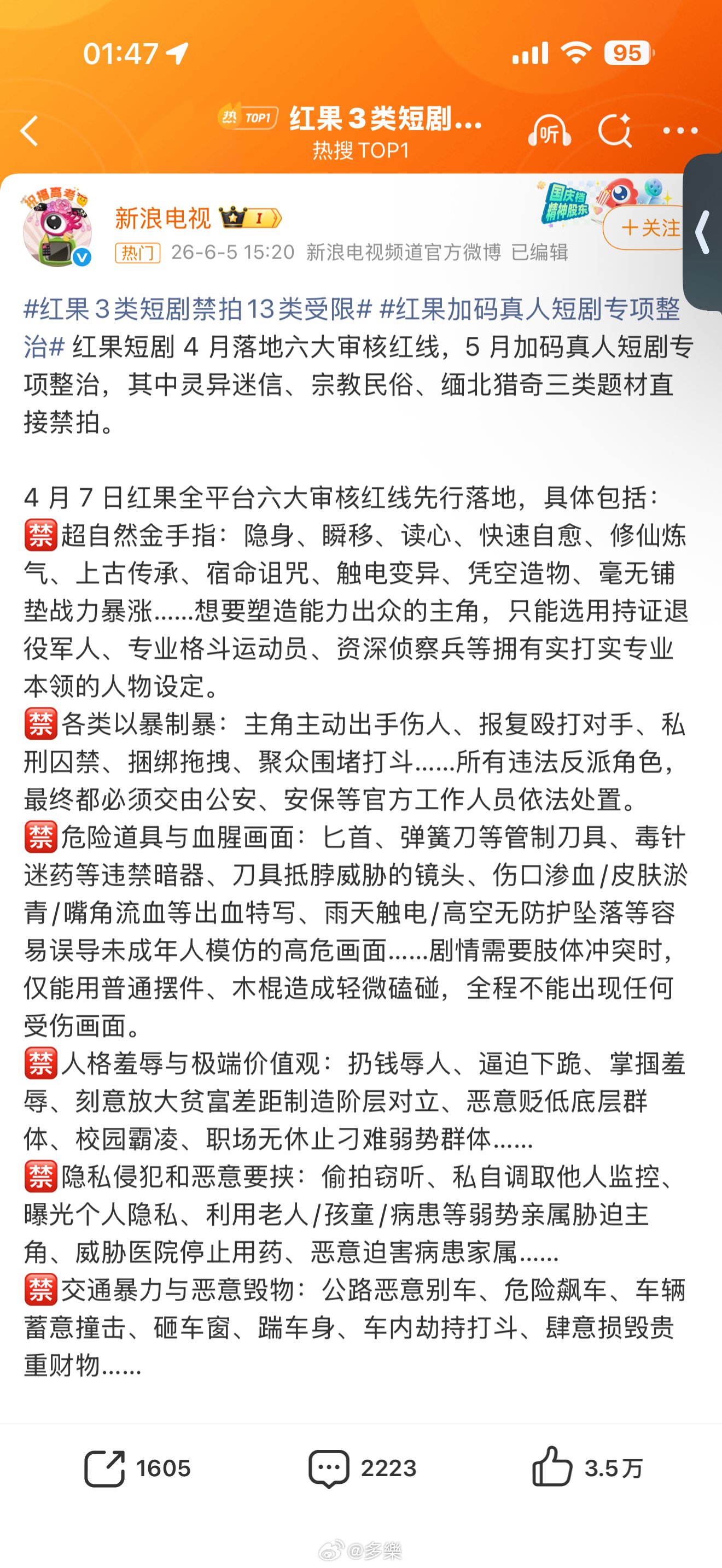 红果新规禁拍3类短剧13类受限，灵异超能力题材遭禁