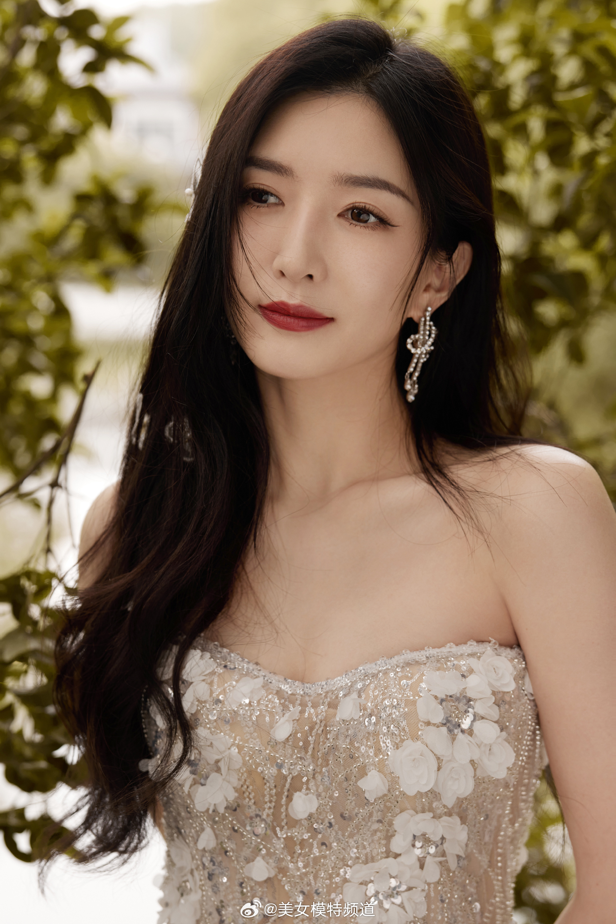 江疏影蕾丝纱裙迷人写真