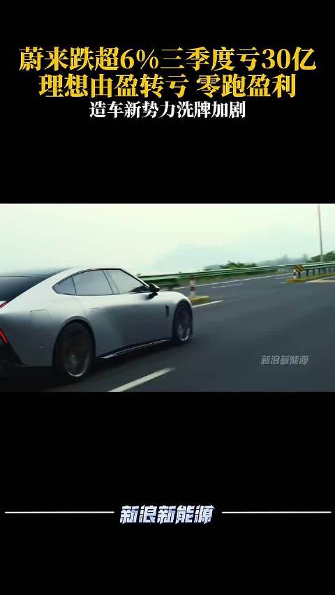 蔚来跌超6% 三季度亏30亿，理想由盈转亏，零跑盈利，造车新势力洗牌加剧