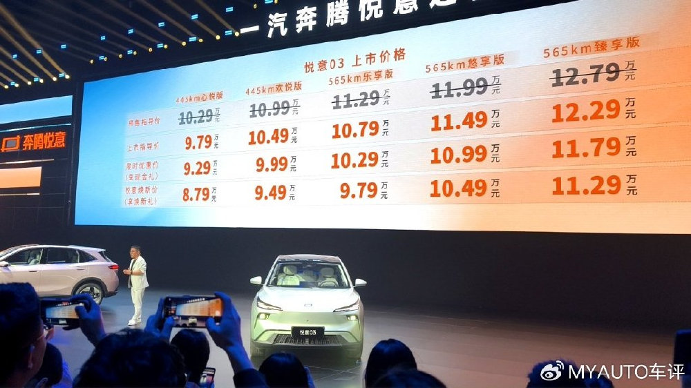 一汽奔腾悦意03上市 砍掉最低配 性价比飙升