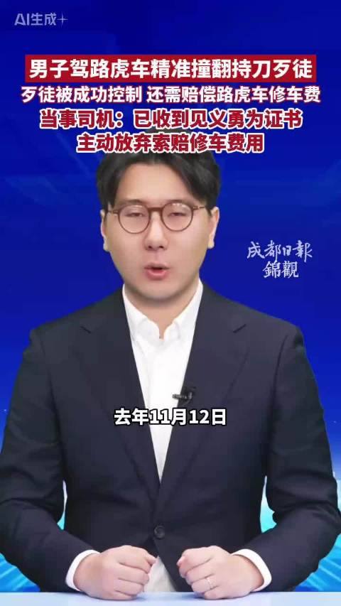 男子驾路虎车精准撞翻持刀歹徒 歹徒被成功控制，还需赔偿路虎车修车费，当事司机：已收到见义勇为证书，主动放弃索赔修车费用