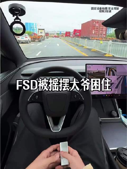 特斯拉FSD新版本被大爷困住