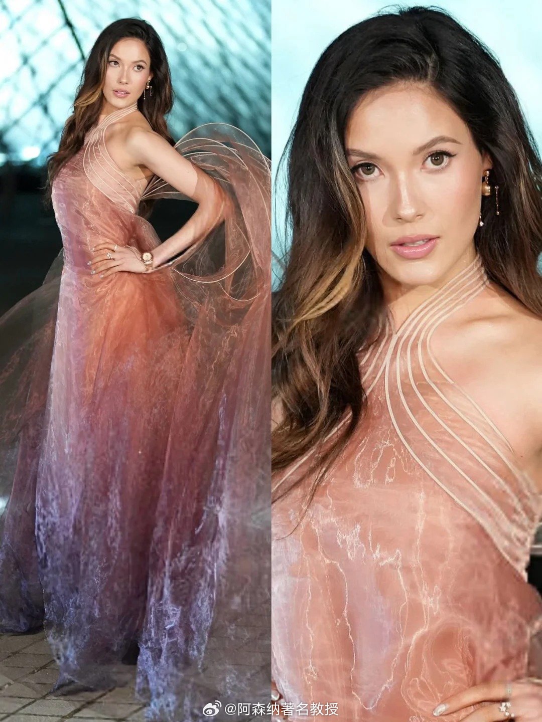 谷爱凌亮相卢浮宫慈善晚宴，身着Iris Van Herpen高定