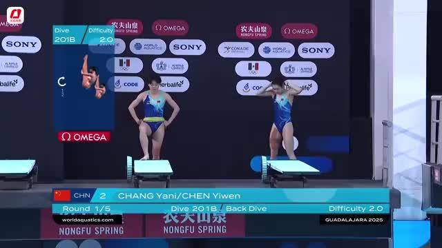 昌雅妮/陈艺文获得跳水世界杯墨西哥站女子双人3米板冠军