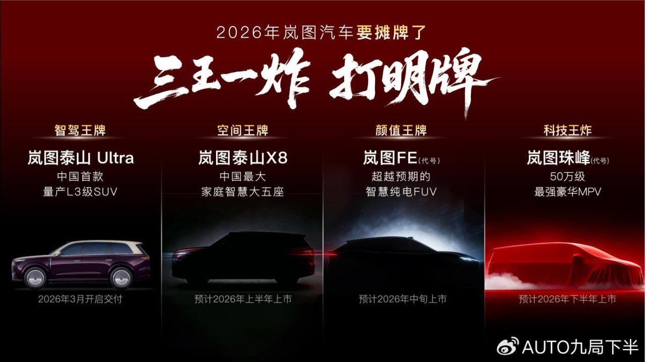 岚图2026四款新车重磅揭幕，SUV+FUV+MPV多品类全覆盖