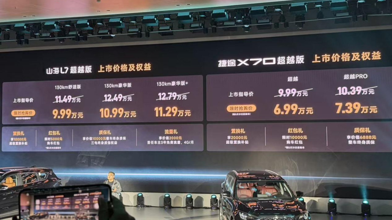 捷途X70/山海L7超越版上市限时6.99万起 给车市上上强度？