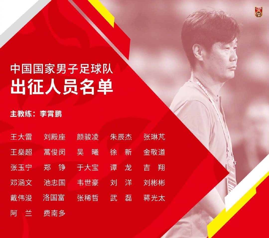 国足公布出征12强赛球员大名单 将客场对阵日本队和越南队