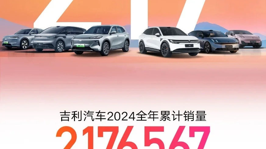 吉利汽车2024年销量217.7万辆，2025年目标271万辆