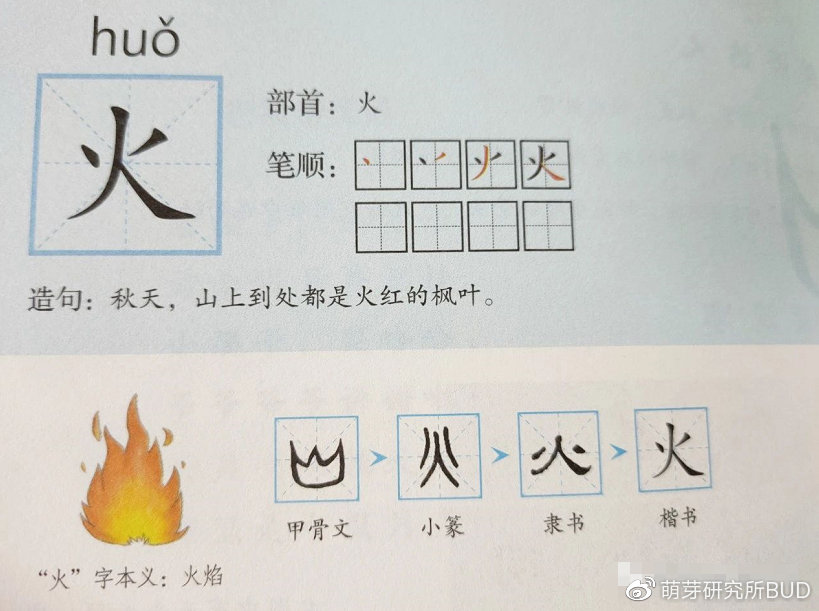 大家看看这个甲骨文的"火"字,是不是就是一堆篝火呢?