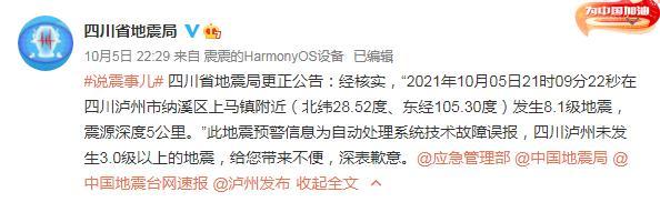 四川省地震局致歉:“泸州发生8.1级地震”预警信息系误报休闲区蓝鸢梦想 - Www.slyday.coM 四川省地震局致歉:“泸州发生8.1级地震”预警信息系误报休闲区蓝鸢梦想 - Www.slyday.coM