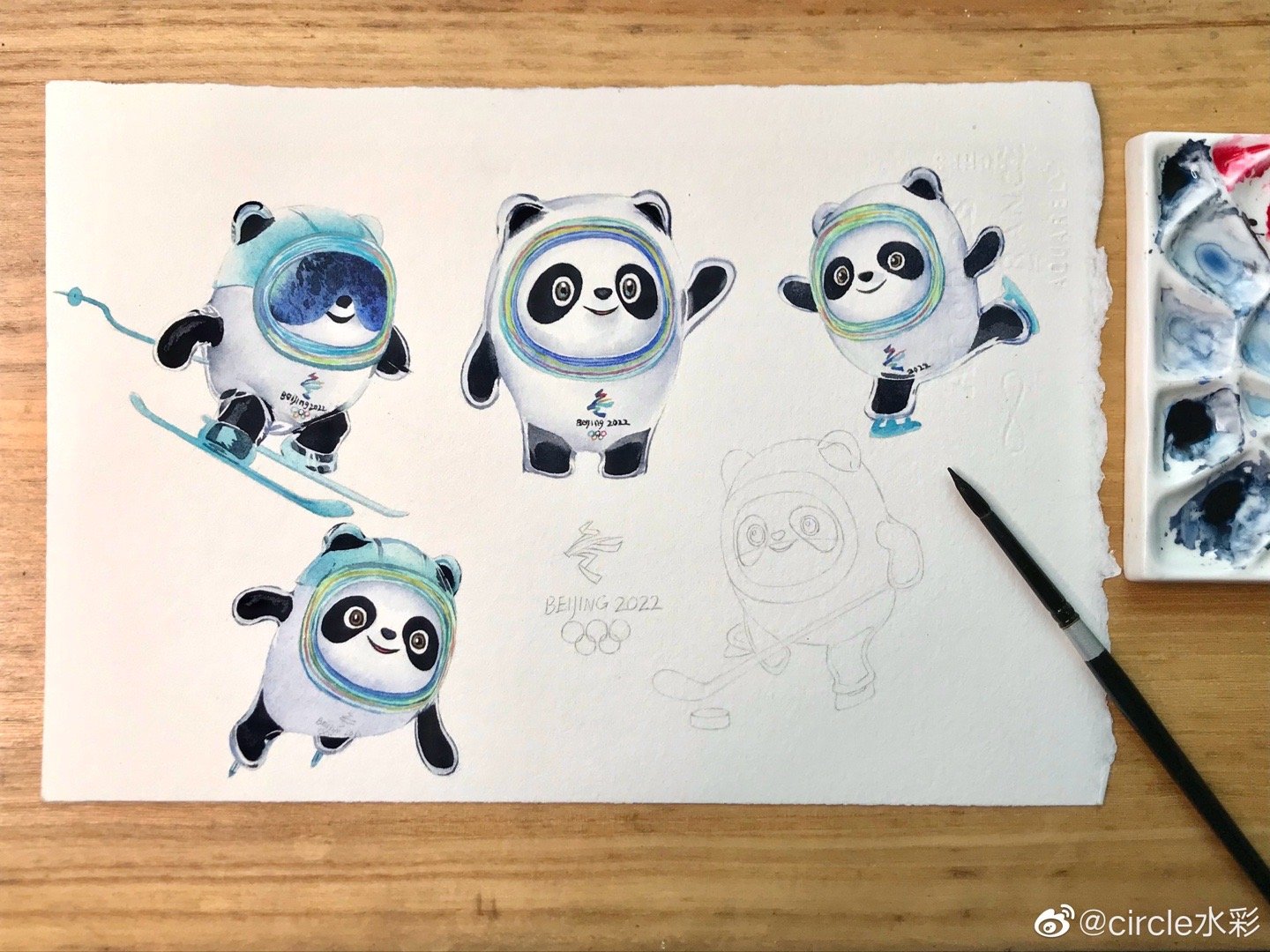 画个冰墩墩水彩头像你抢到冰墩墩了么