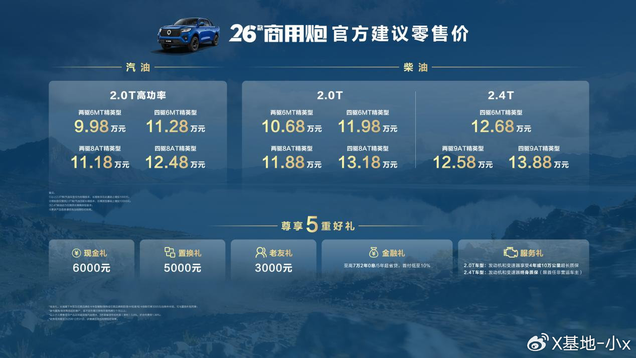 只要9.98万元起，皮卡界标杆长城炮焕新上市