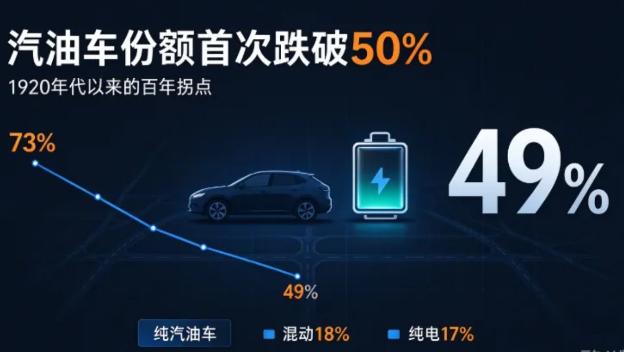 国际形势变了！纯汽油车份额跌破50%